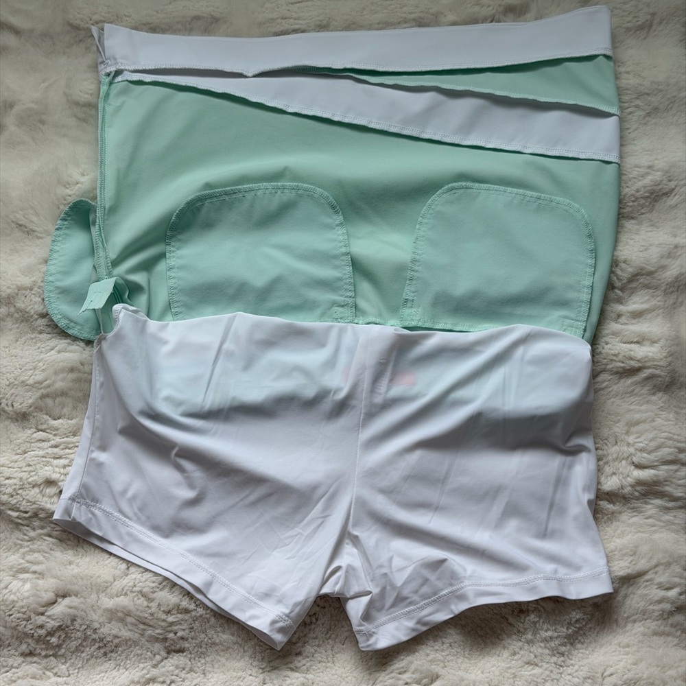 Louis Castel Golf Prep Tennis light Blue Mini Skort -White Athletic Skirt Shorts - Picture 6 of 11